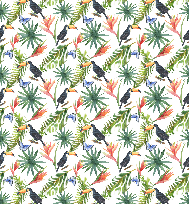 Store enrouleur toucans sur les fleurs