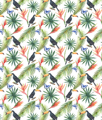 Store enrouleur toucans sur les fleurs