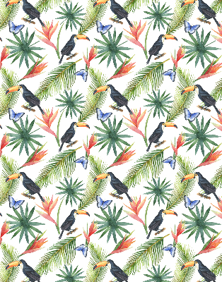 Store enrouleur toucans sur les fleurs