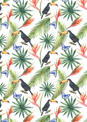 Store enrouleur toucans sur les fleurs