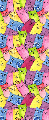 Store intérieur avec chats colorés