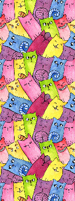 Store intérieur avec chats colorés