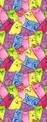 Store intérieur avec chats colorés