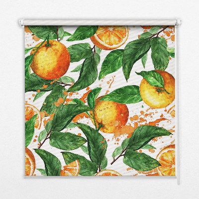 Store intérieur fenêtre avec motif d'oranges et de feuilles