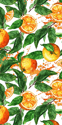 Store intérieur fenêtre avec motif d'oranges et de feuilles