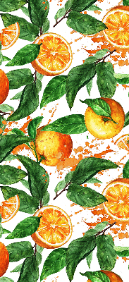 Store intérieur fenêtre avec motif d'oranges et de feuilles