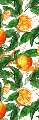 Store intérieur fenêtre avec motif d'oranges et de feuilles