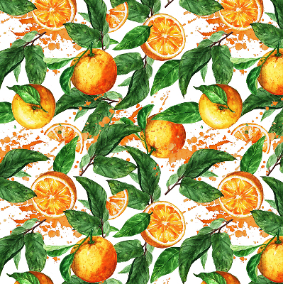 Store intérieur fenêtre avec motif d'oranges et de feuilles