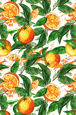 Store intérieur fenêtre avec motif d'oranges et de feuilles
