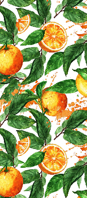 Store intérieur fenêtre avec motif d'oranges et de feuilles