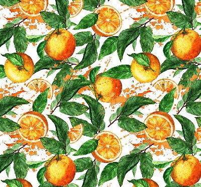 Store intérieur fenêtre avec motif d'oranges et de feuilles