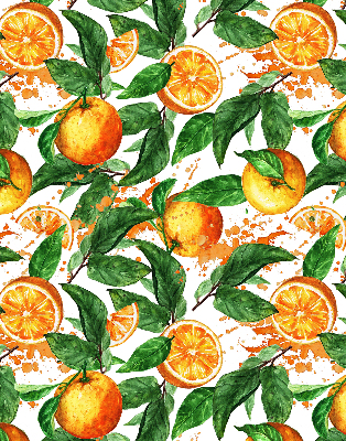 Store intérieur fenêtre avec motif d'oranges et de feuilles