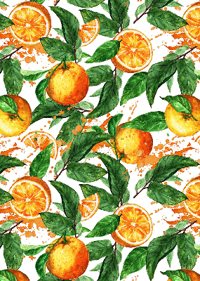 Store intérieur fenêtre avec motif d'oranges et de feuilles