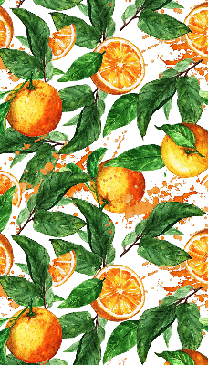 Store intérieur fenêtre avec motif d'oranges et de feuilles