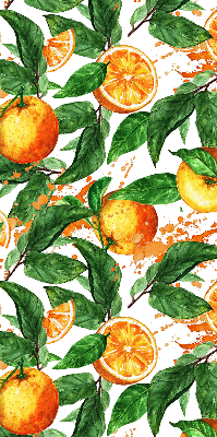 Store intérieur fenêtre avec motif d'oranges et de feuilles