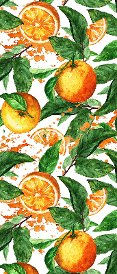 Store intérieur fenêtre avec motif d'oranges et de feuilles
