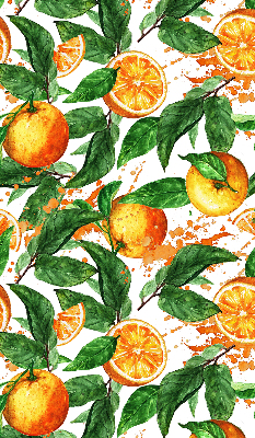 Store intérieur fenêtre avec motif d'oranges et de feuilles