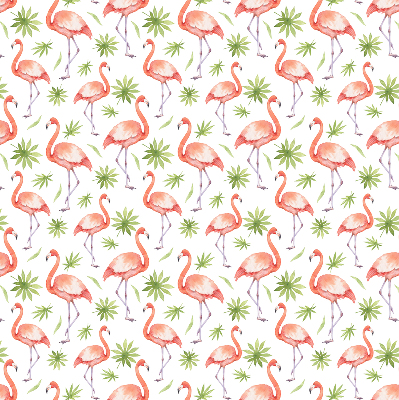 Store intérieur fenêtre avec flamants roses et feuilles