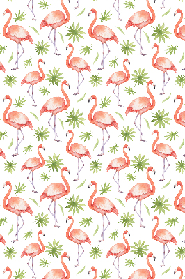 Store intérieur fenêtre avec flamants roses et feuilles