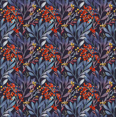 Store enrouleur avec motif de feuilles sombres et de sorbier