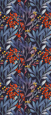 Store enrouleur avec motif de feuilles sombres et de sorbier