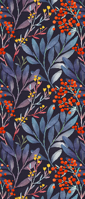 Store enrouleur avec motif de feuilles sombres et de sorbier