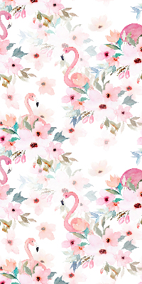 Store enrouleur des flamants roses parmi les fleurs
