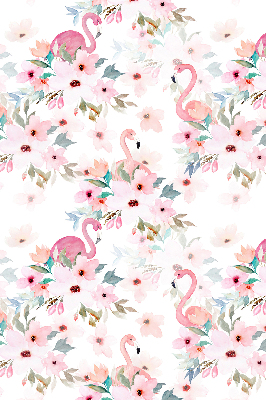 Store enrouleur des flamants roses parmi les fleurs