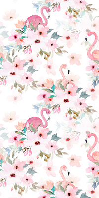 Store enrouleur des flamants roses parmi les fleurs