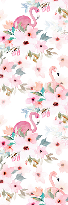 Store enrouleur des flamants roses parmi les fleurs