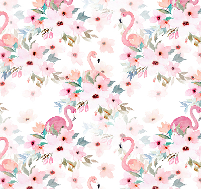 Store enrouleur des flamants roses parmi les fleurs