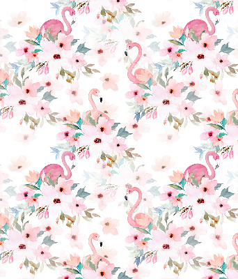 Store enrouleur des flamants roses parmi les fleurs
