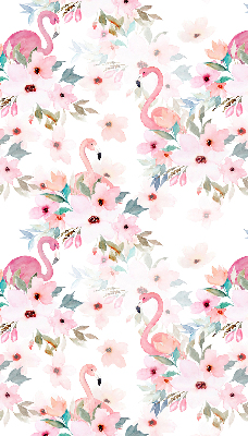 Store enrouleur des flamants roses parmi les fleurs