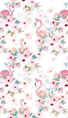Store enrouleur des flamants roses parmi les fleurs