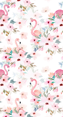 Store enrouleur des flamants roses parmi les fleurs