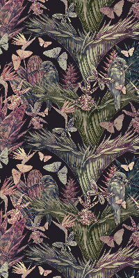Store intérieur avec plantes et oiseaux exotiques