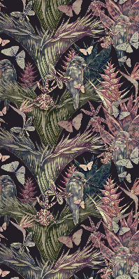 Store intérieur avec plantes et oiseaux exotiques