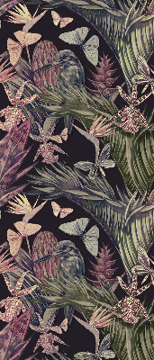 Store intérieur avec plantes et oiseaux exotiques