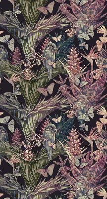 Store intérieur avec plantes et oiseaux exotiques