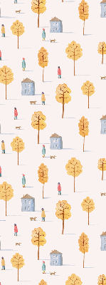 Store intérieur fenêtre des maisons parmi les arbres