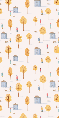 Store intérieur fenêtre des maisons parmi les arbres