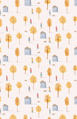 Store intérieur fenêtre des maisons parmi les arbres