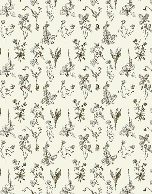 Store intérieur avec motifs de fleurs dessinées