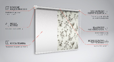 Store intérieur avec motifs de fleurs dessinées
