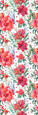 Store intérieur avec fleurs rouges