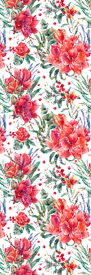 Store intérieur avec fleurs rouges