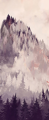 Store intérieur fenêtre pour montagnes peintes