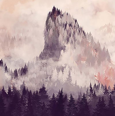 Store intérieur fenêtre pour montagnes peintes