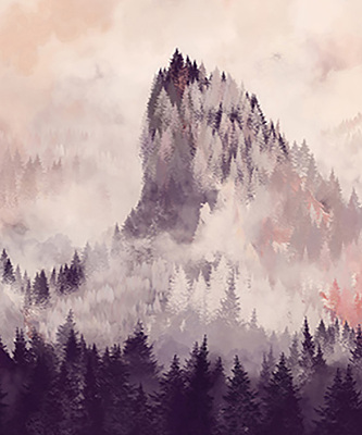 Store intérieur fenêtre pour montagnes peintes