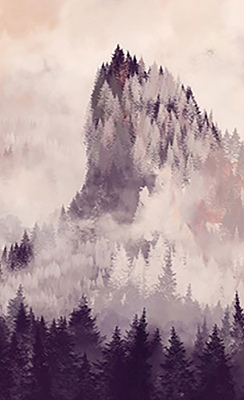 Store intérieur fenêtre pour montagnes peintes